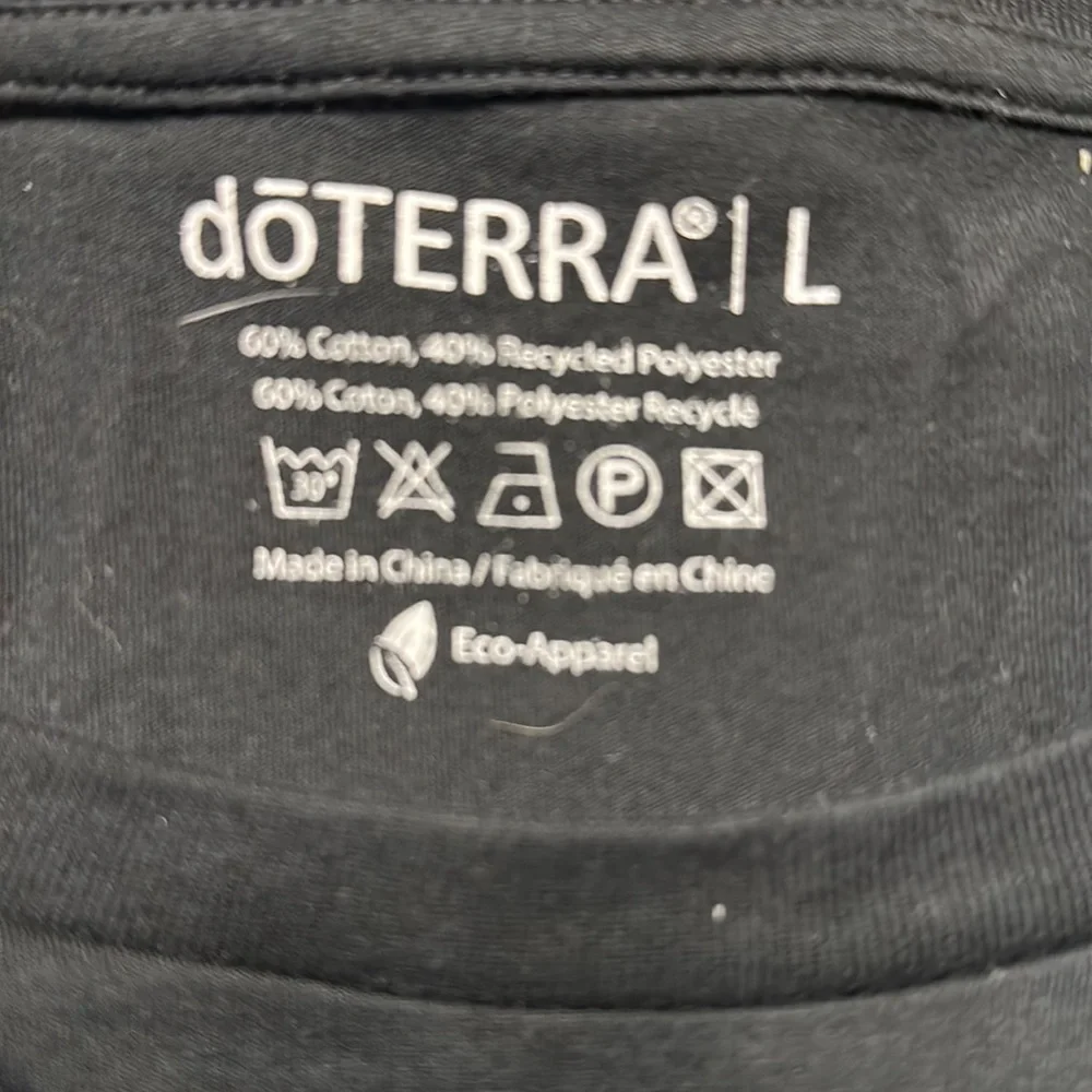 Women's doTERRA Black Graphic Low Crewneck Pullover Shirt Size Large EUC #0083 - Picture 3 of 4